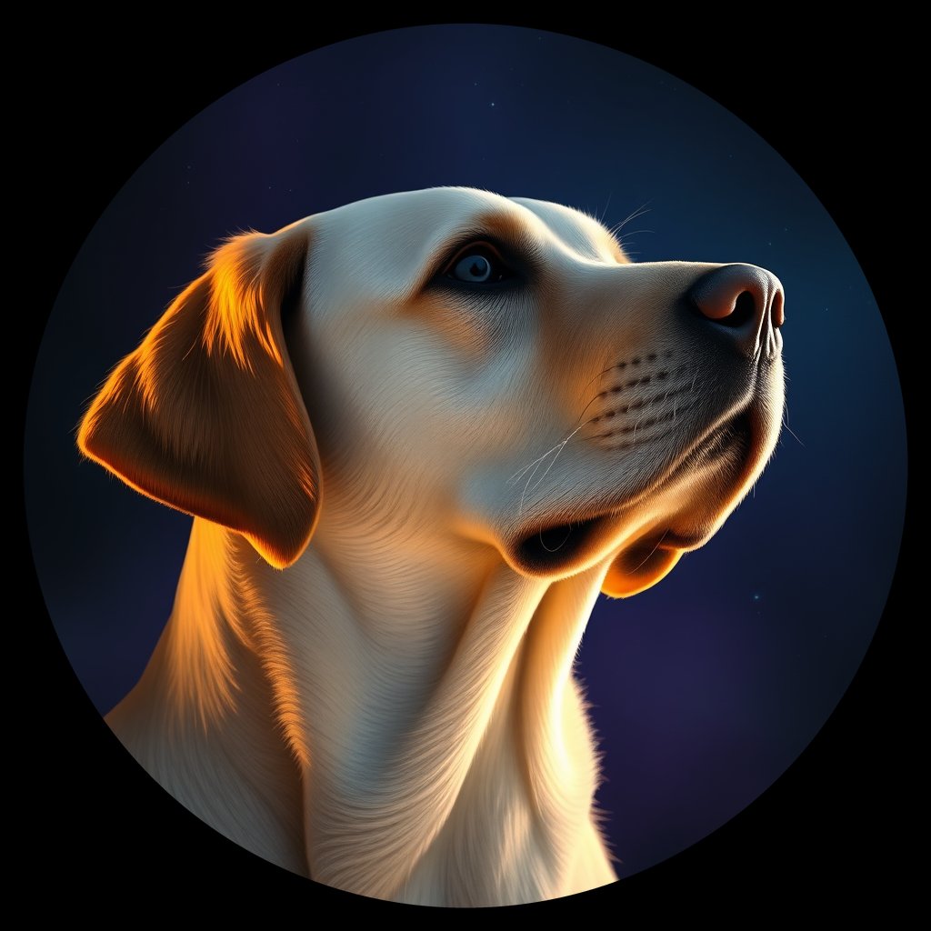 Cosmic medallion portrait of 759_G0380_0924, a Labrador Retriever