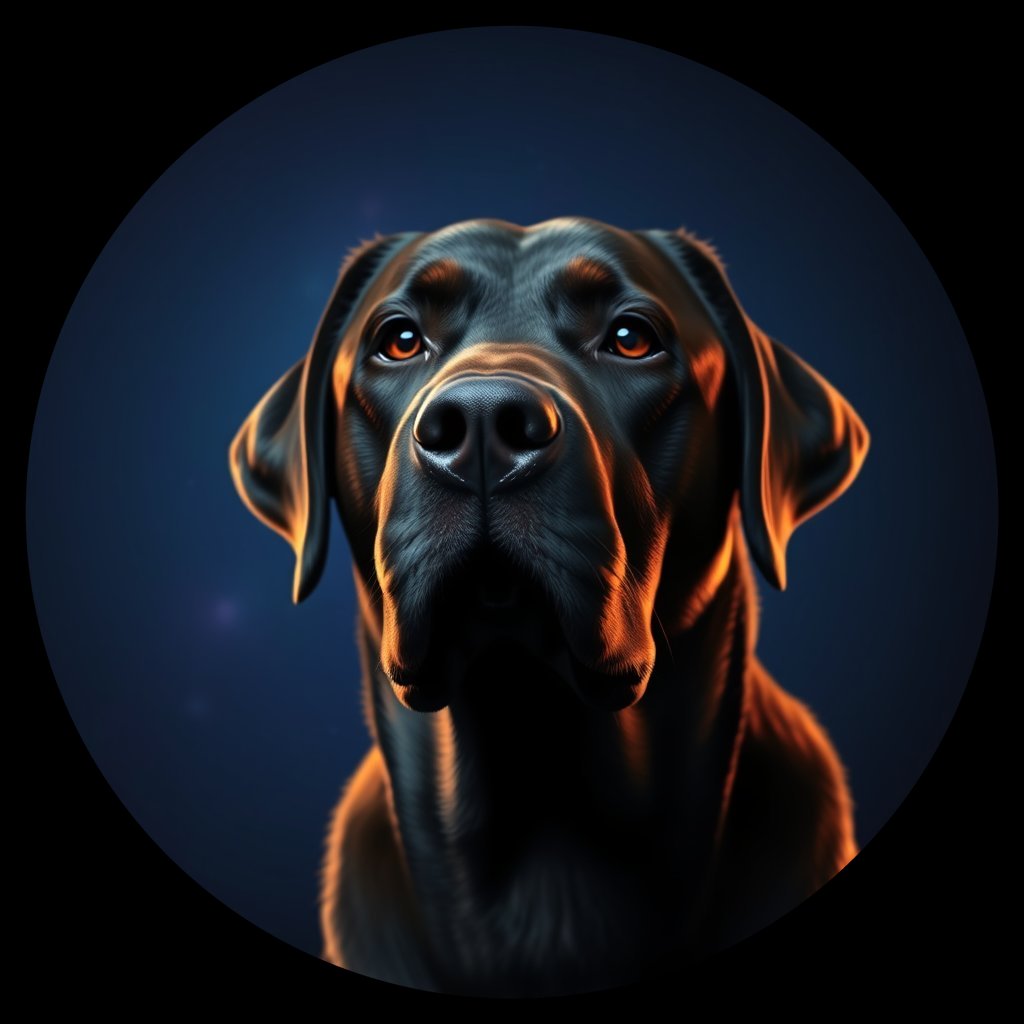 Cosmic medallion portrait of 75_G0380_0222, a Labrador Retriever