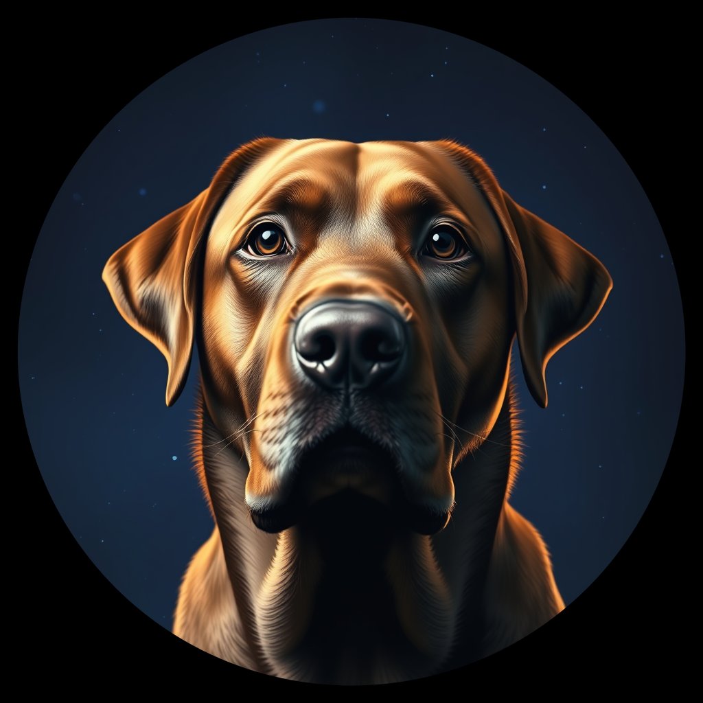 Cosmic medallion portrait of 760_G0380_0959, a Labrador Retriever