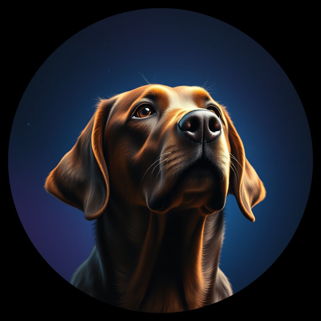 Cosmic medallion portrait of 763_G0380_1282, a Labrador Retriever