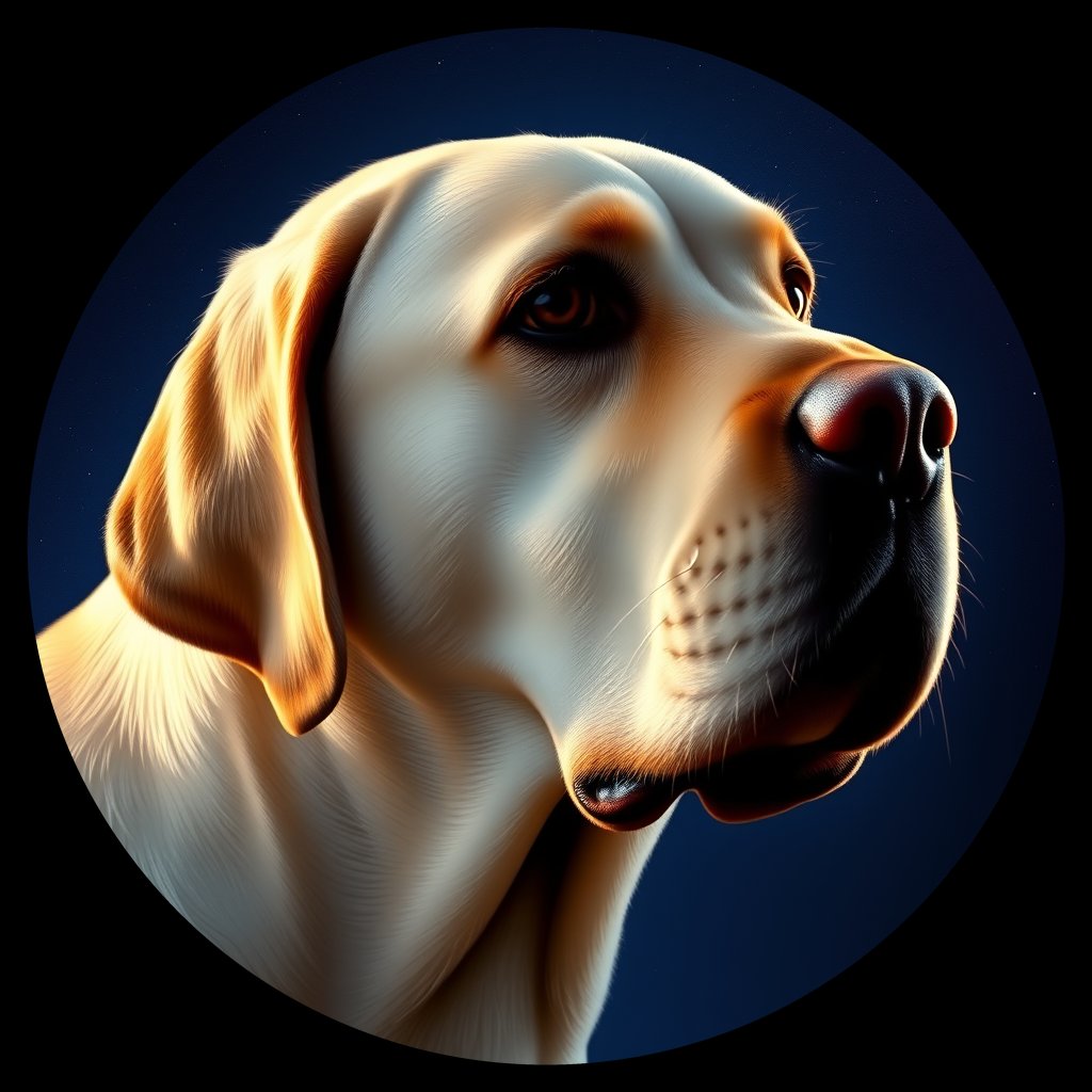 Cosmic medallion portrait of 765_G0380_1320, a Labrador Retriever