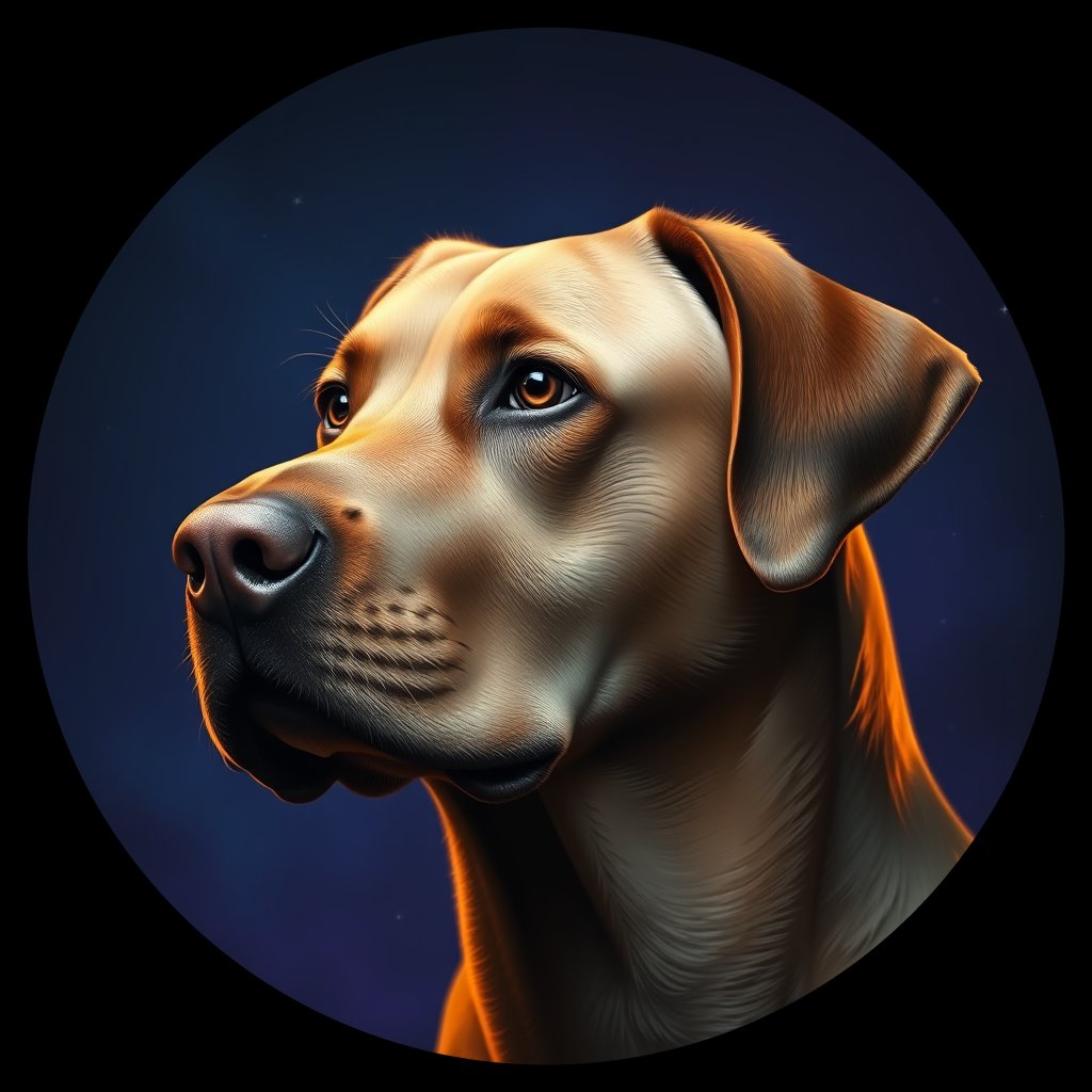 Cosmic medallion portrait of 766_G0380_1304, a Labrador Retriever