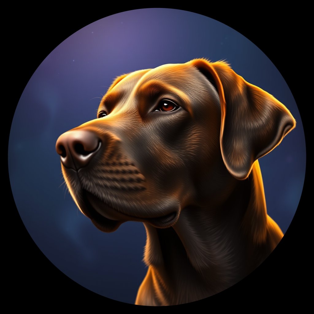 Cosmic medallion portrait of 767_G0380_1314, a Labrador Retriever