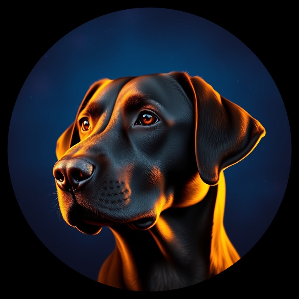 Cosmic medallion portrait of 769_380G_1370, a Labrador Retriever