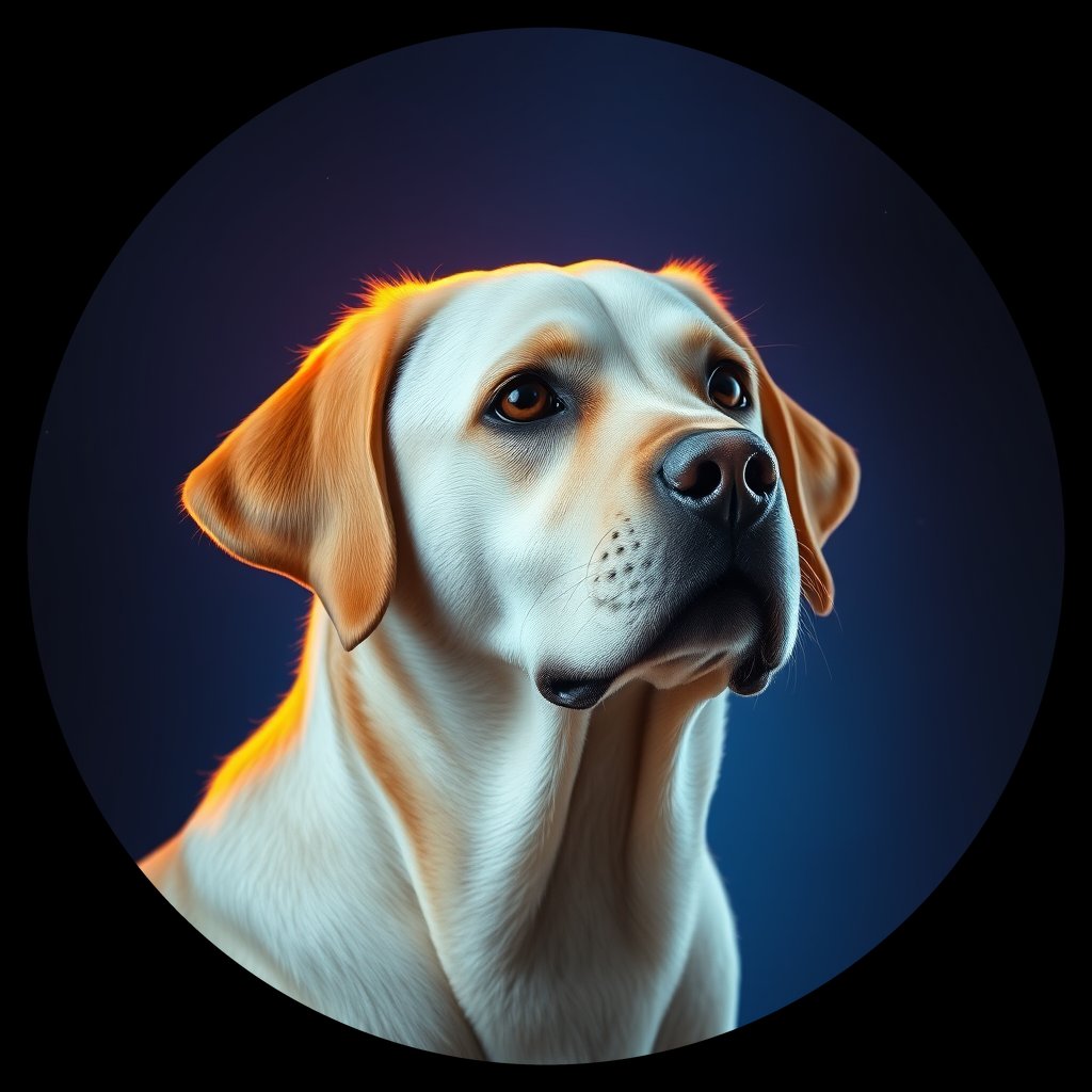Cosmic medallion portrait of 76_G0380_0224, a Labrador Retriever