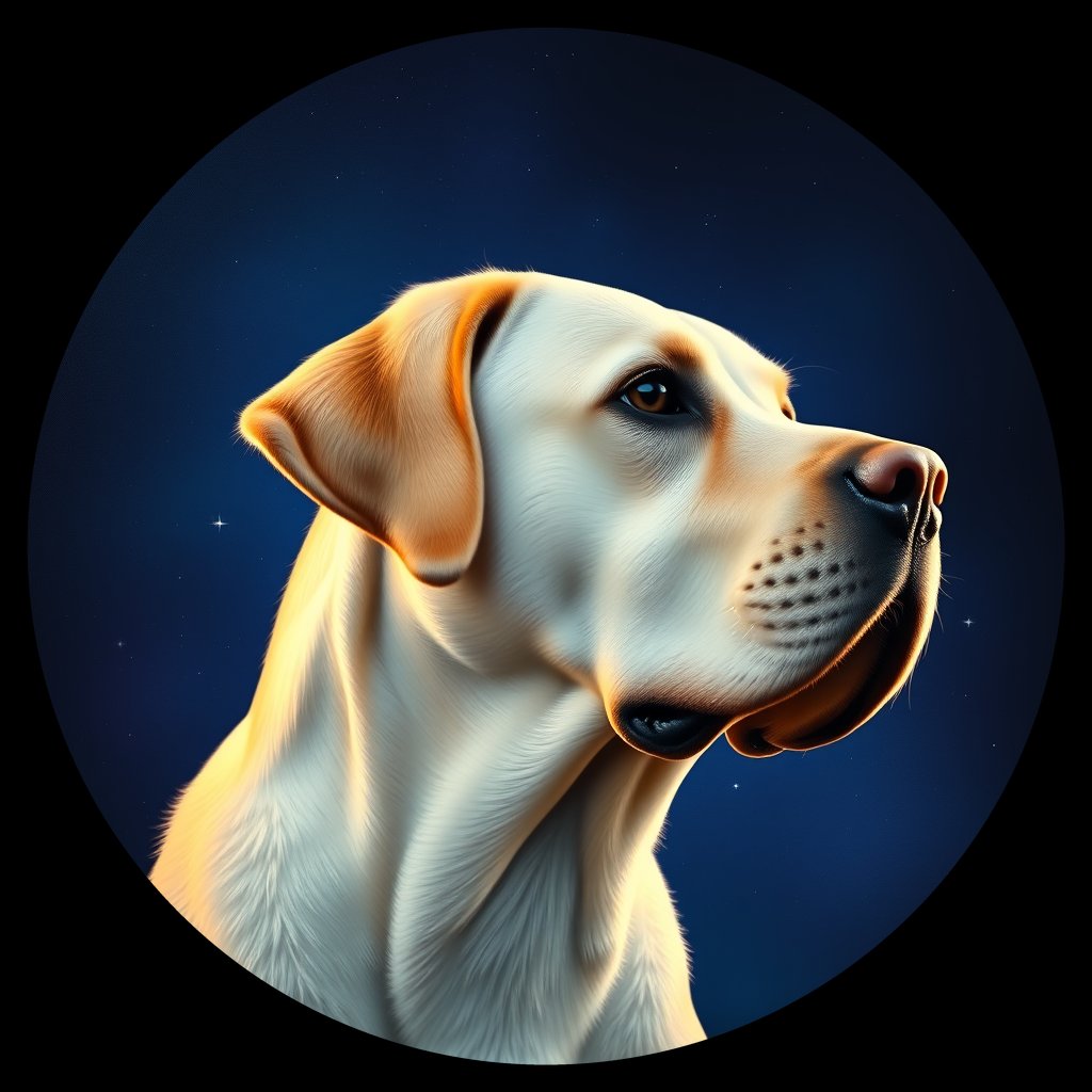 Cosmic medallion portrait of 770_380G_1395, a Labrador Retriever
