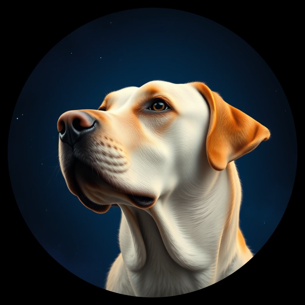 Cosmic medallion portrait of 772_380G_1452, a Labrador Retriever