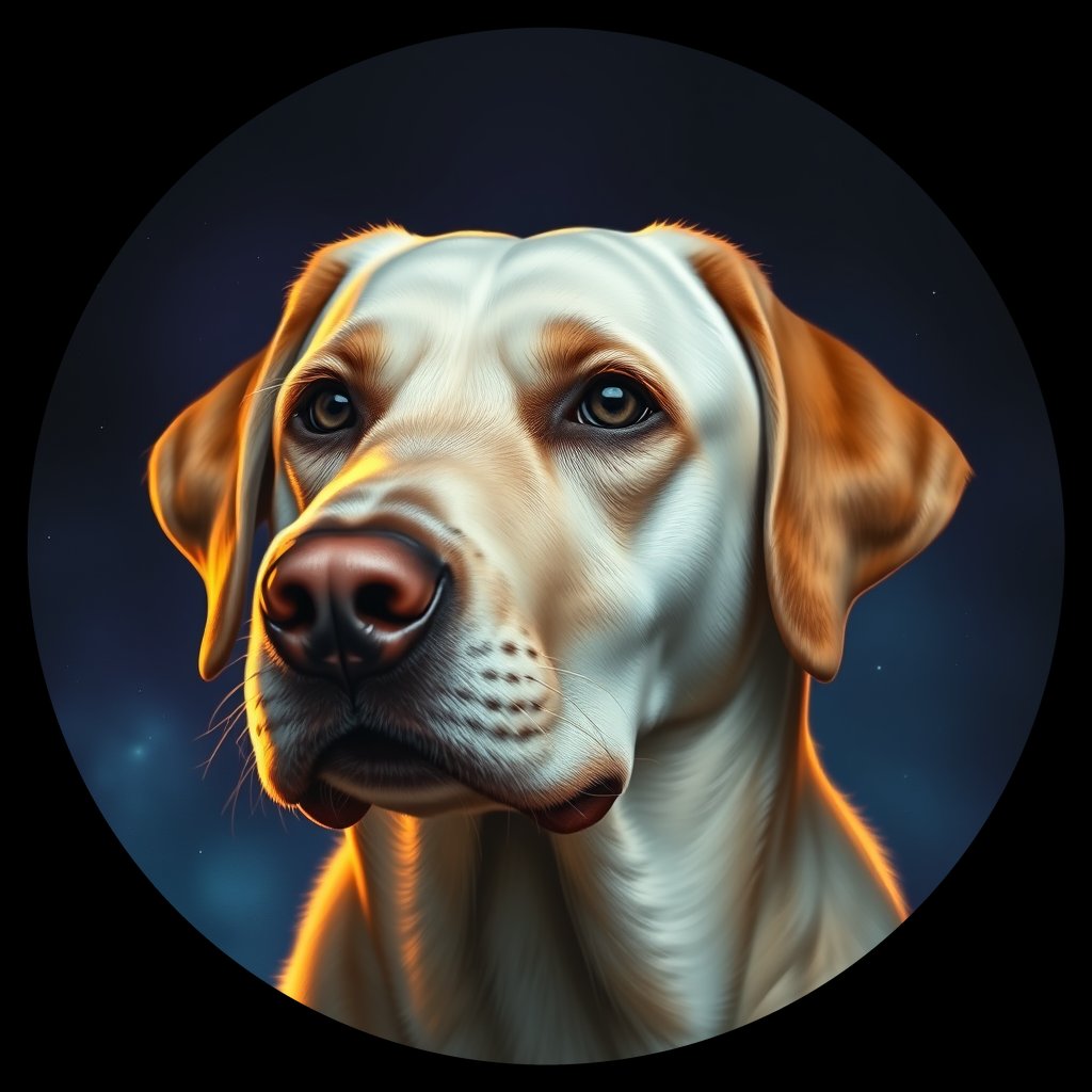 Cosmic medallion portrait of 776_380G_1503, a Labrador Retriever