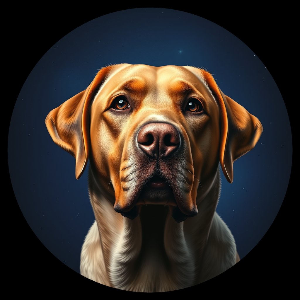 Cosmic medallion portrait of 777_380G_1514, a Labrador Retriever
