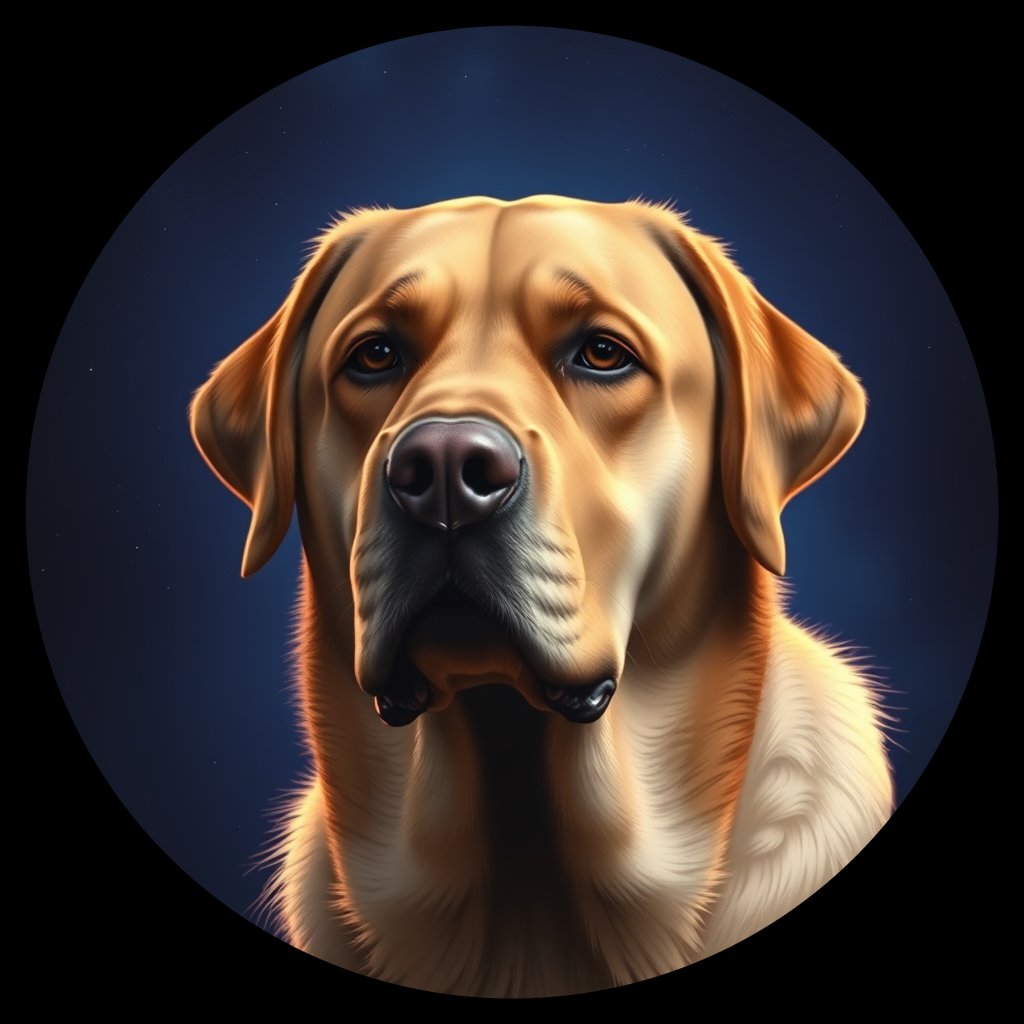 Cosmic medallion portrait of 778_380G_1524, a Labrador Retriever