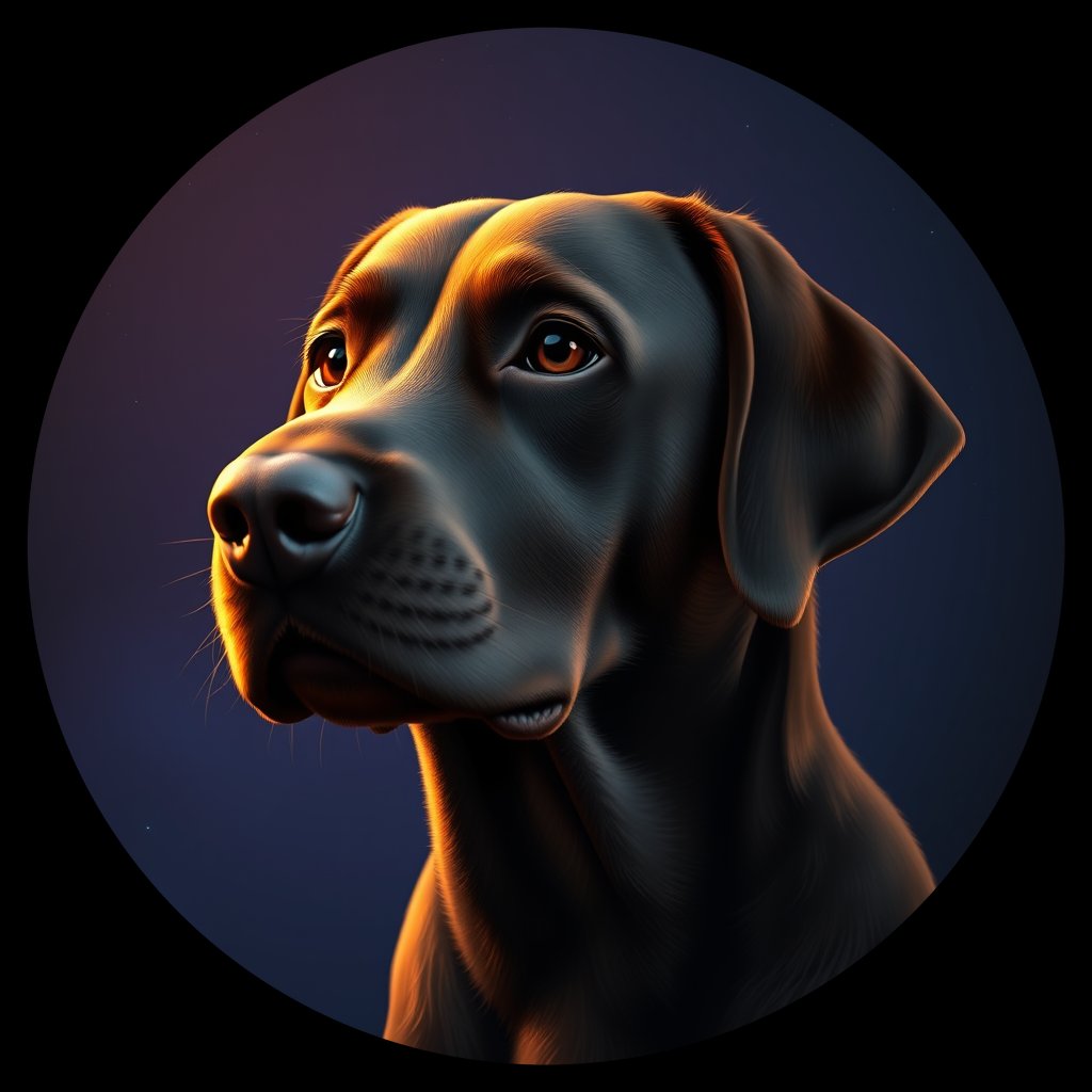 Cosmic medallion portrait of 780_380G_1544, a Labrador Retriever