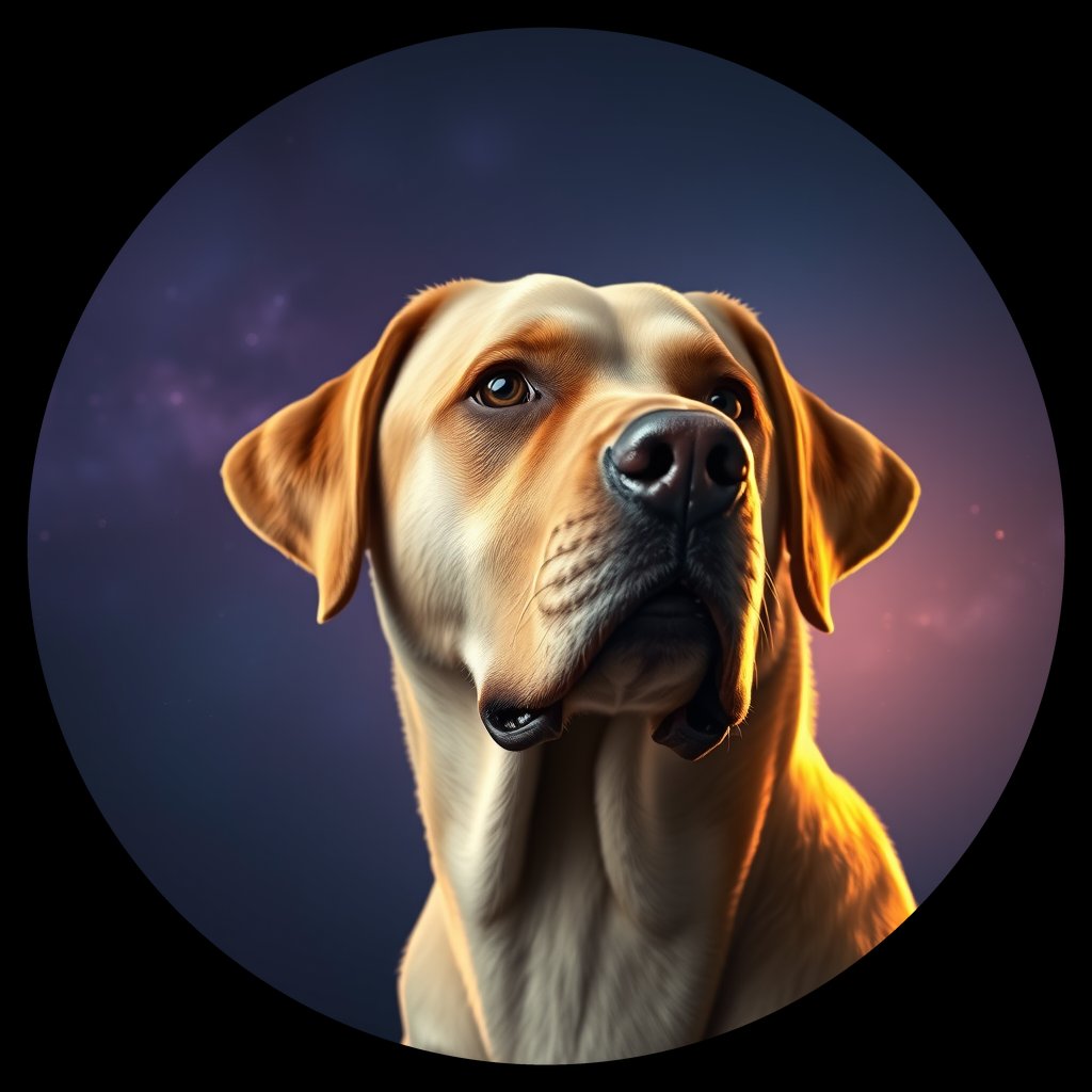 Cosmic medallion portrait of 783_380G_1425, a Labrador Retriever