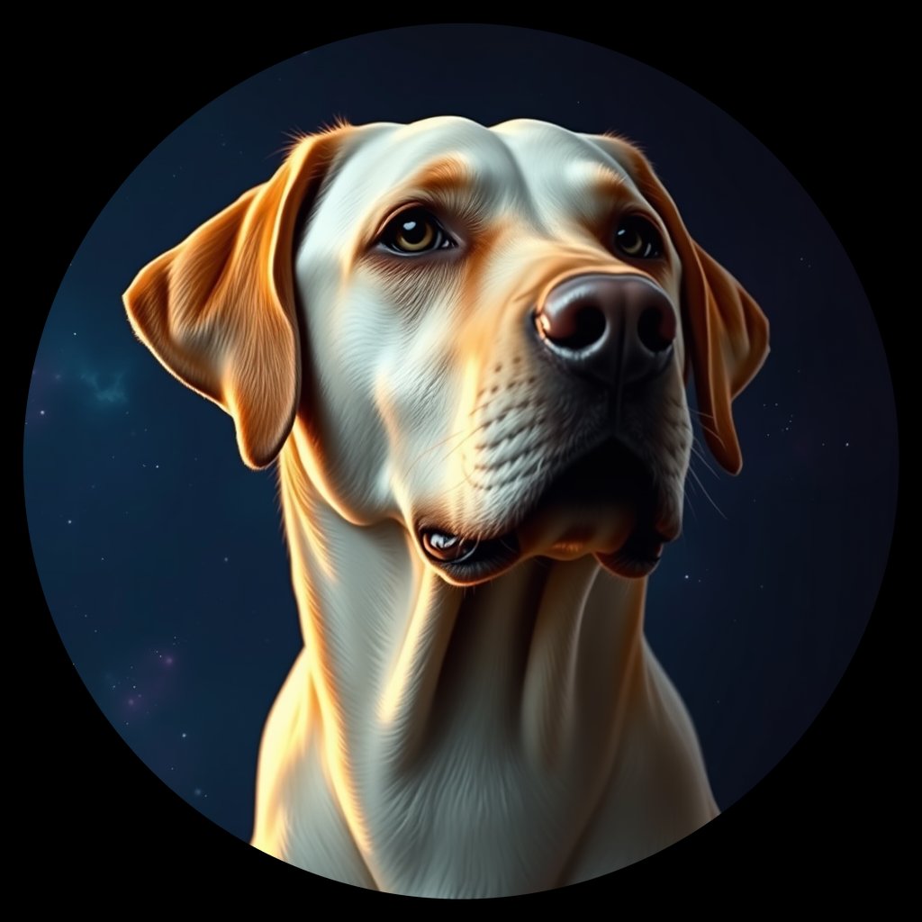 Cosmic medallion portrait of 787_380G_1492, a Labrador Retriever
