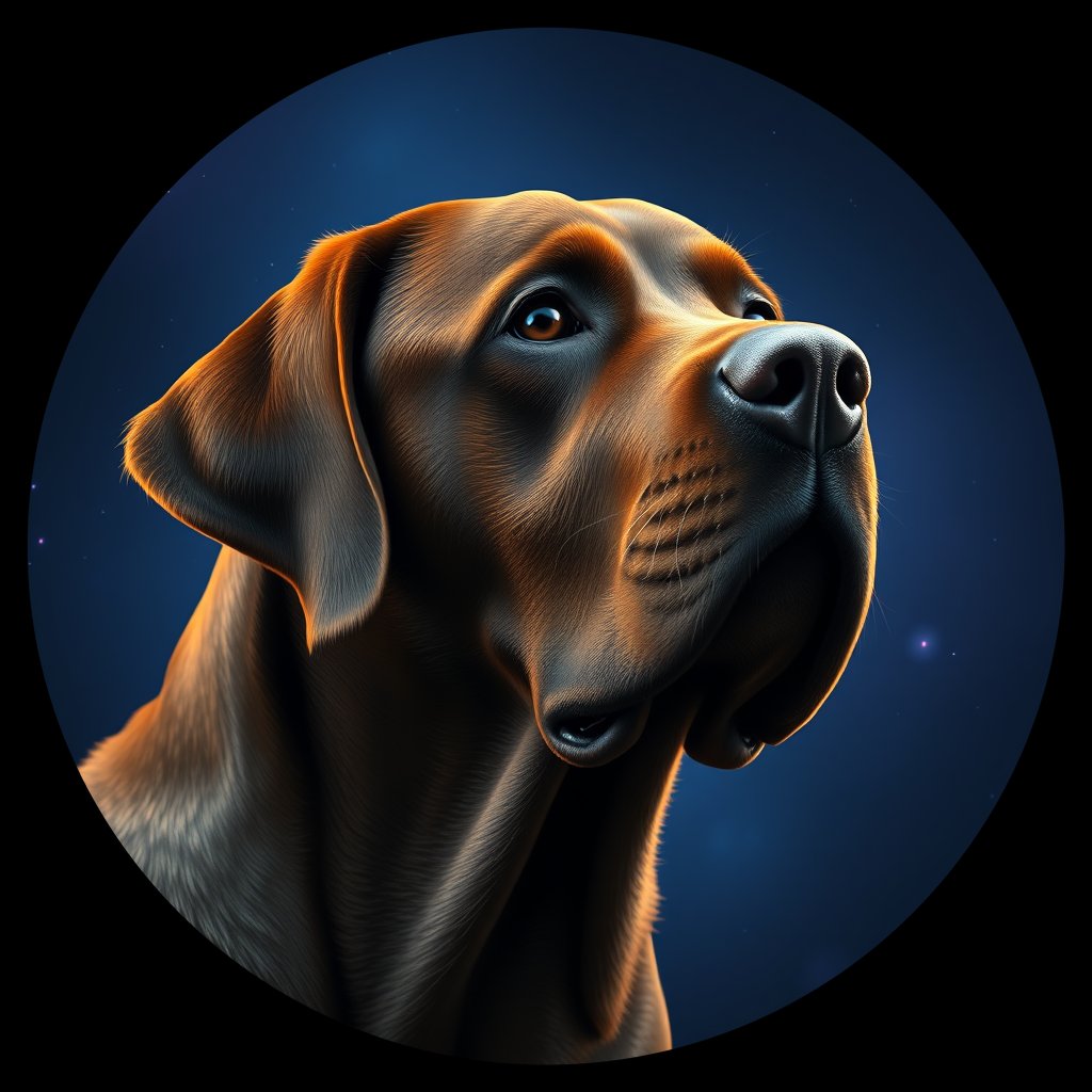 Cosmic medallion portrait of 788_380G_1505, a Labrador Retriever