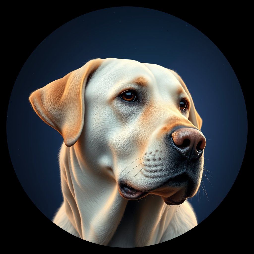 Cosmic medallion portrait of 789_380G_1515, a Labrador Retriever