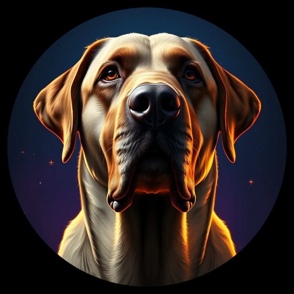 Cosmic medallion portrait of 78_G0380_0229, a Labrador Retriever