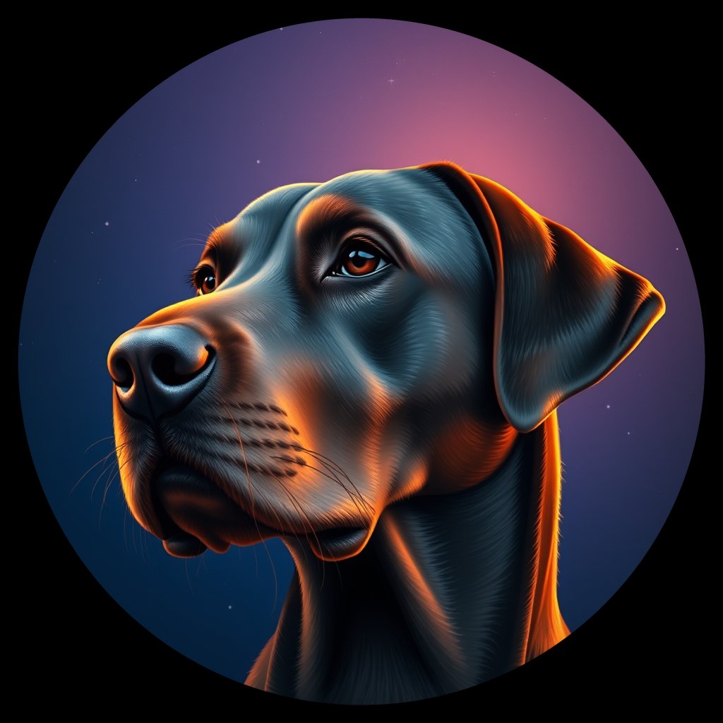 Cosmic medallion portrait of 792_380G_1545, a Labrador Retriever