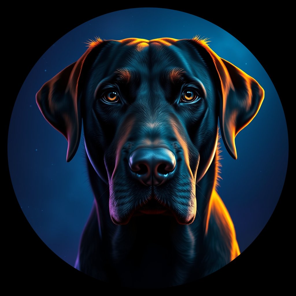 Cosmic medallion portrait of 793_380G_1378, a Labrador Retriever