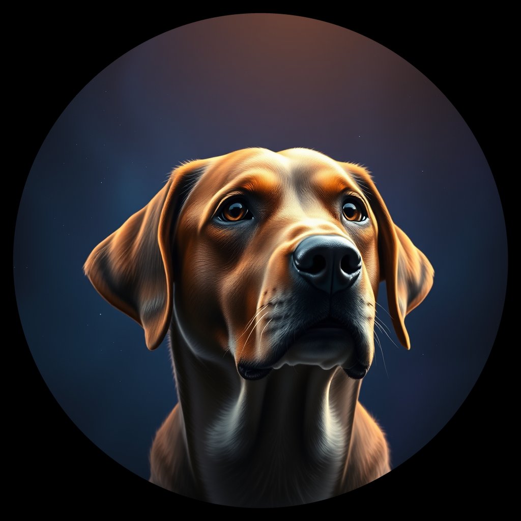 Cosmic medallion portrait of 794_380G_1405, a Labrador Retriever