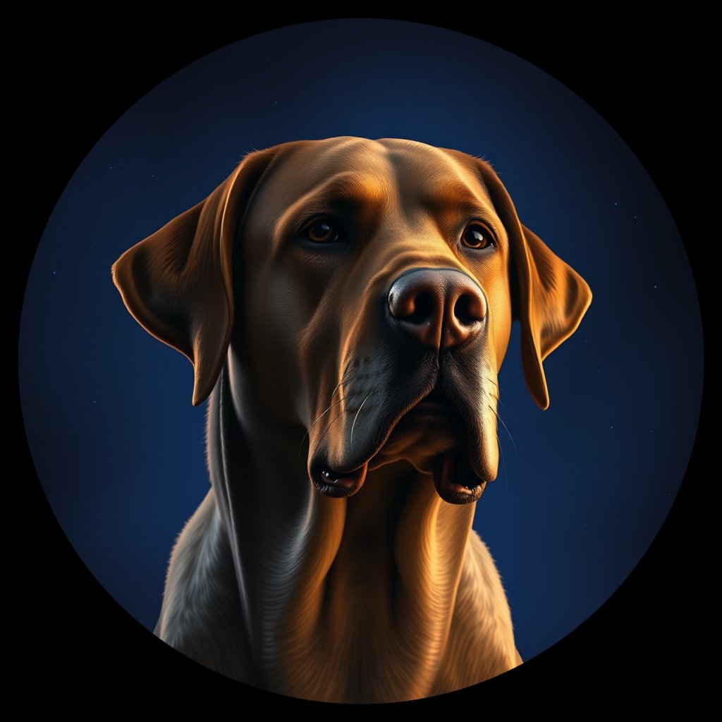 Cosmic medallion portrait of 795_380G_1433, a Labrador Retriever