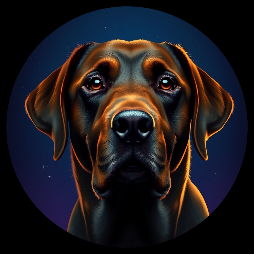 Cosmic medallion portrait of 798_798, a Labrador Retriever