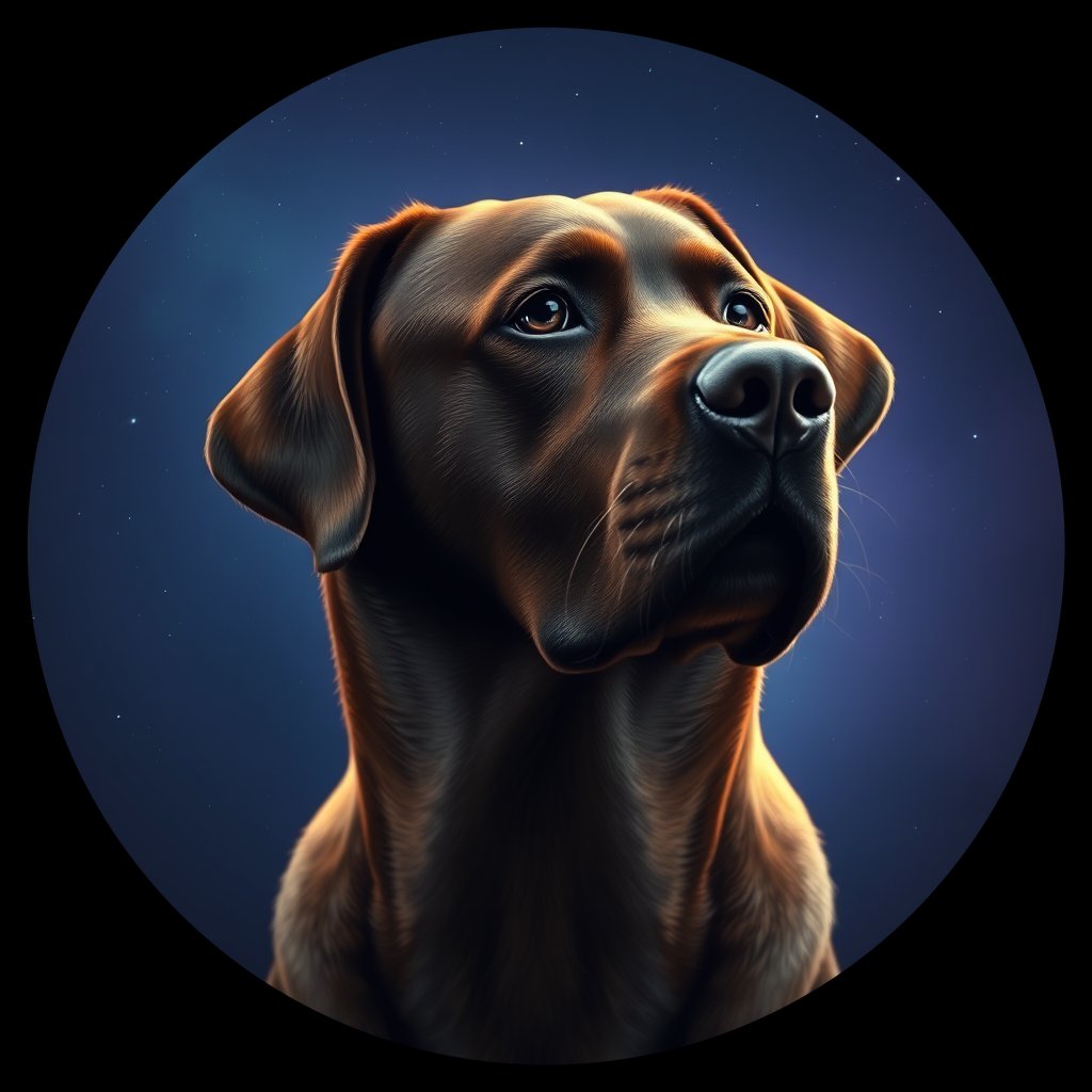 Cosmic medallion portrait of 79_G0380_0230, a Labrador Retriever