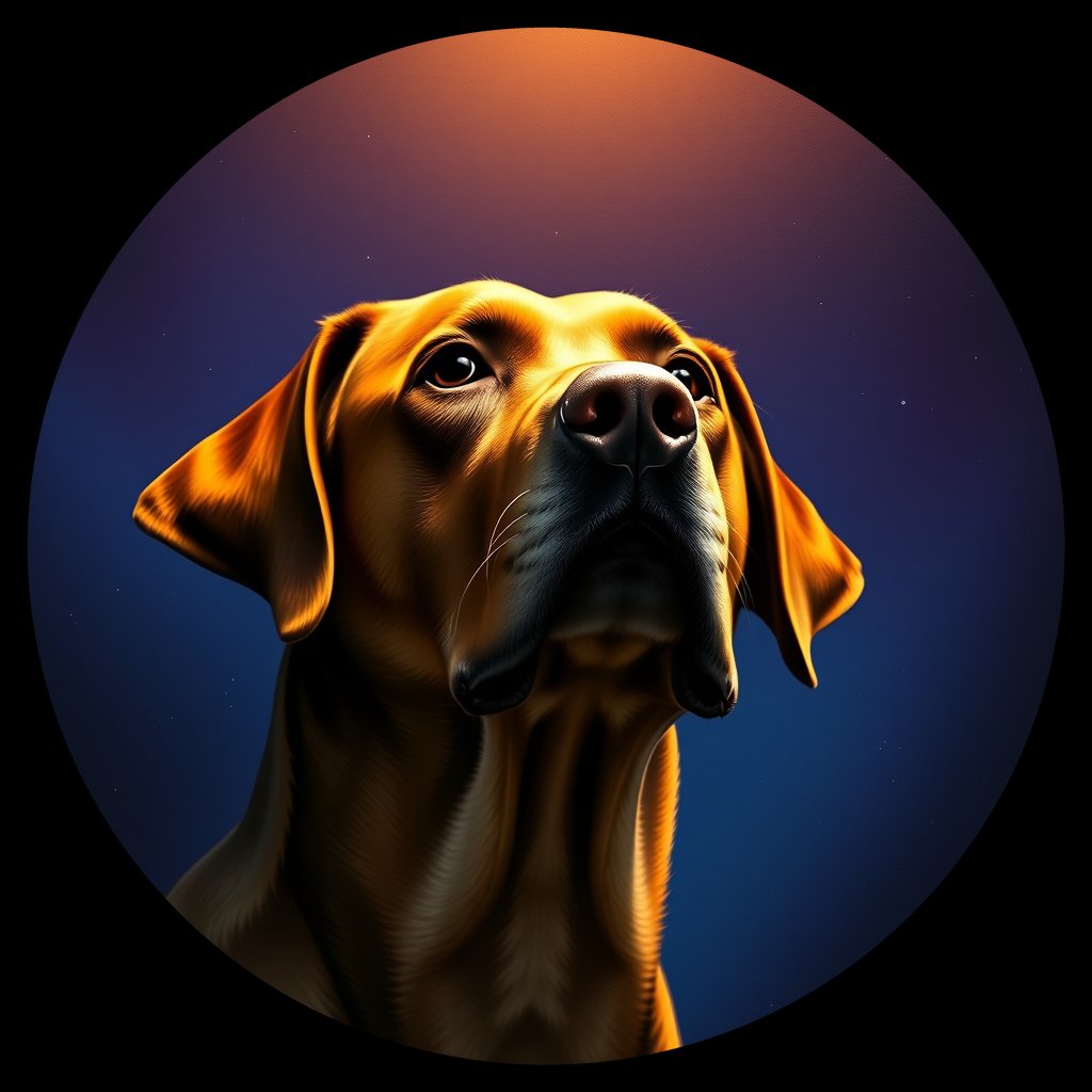 Cosmic medallion portrait of 800_380G_1506, a Labrador Retriever