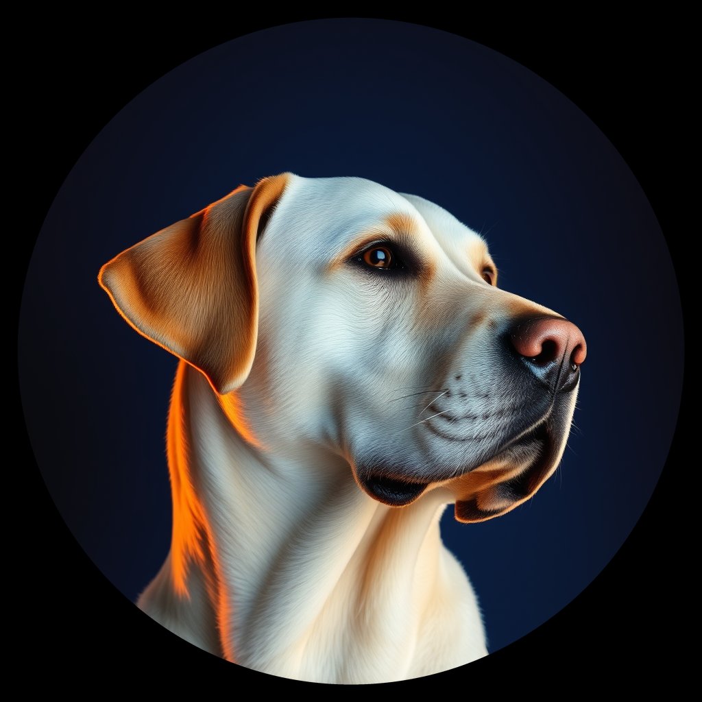Cosmic medallion portrait of 805_380G_1379, a Labrador Retriever