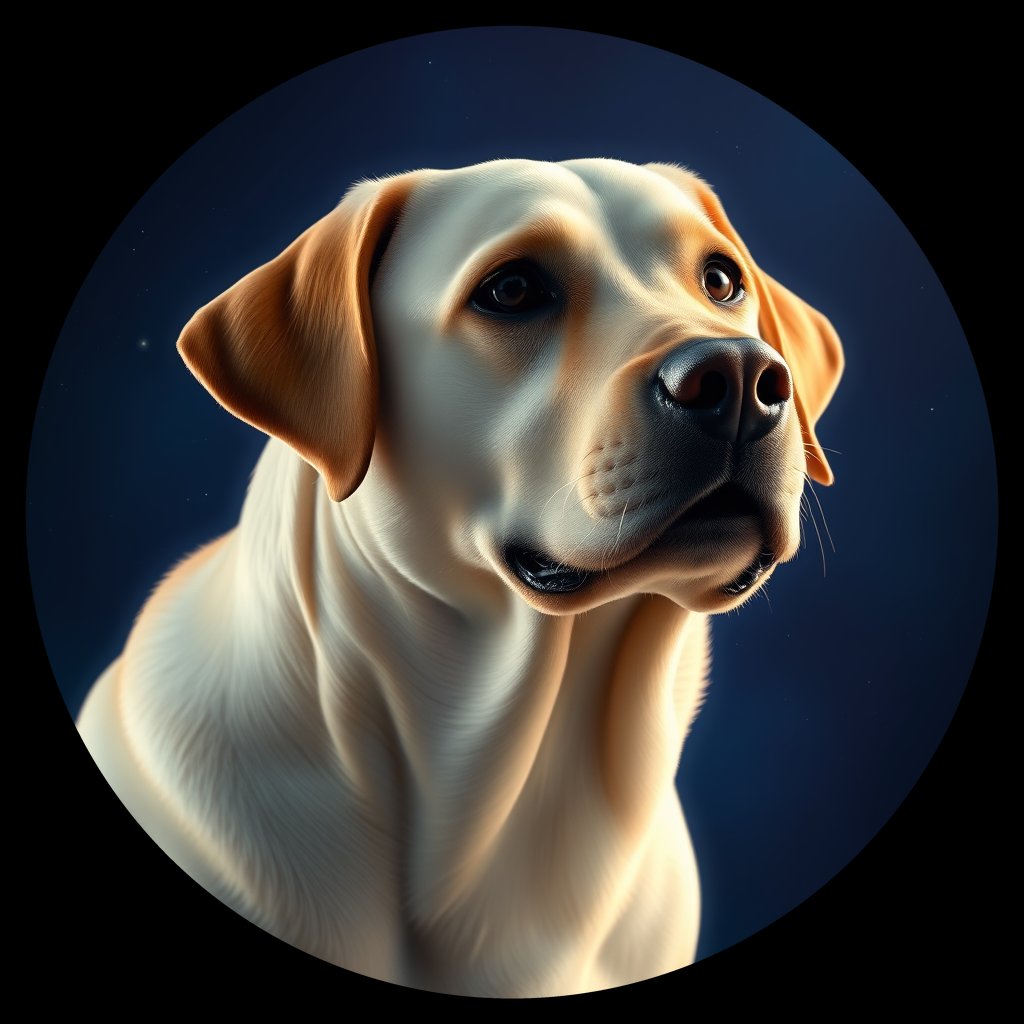 Cosmic medallion portrait of 812_380G_1507, a Labrador Retriever