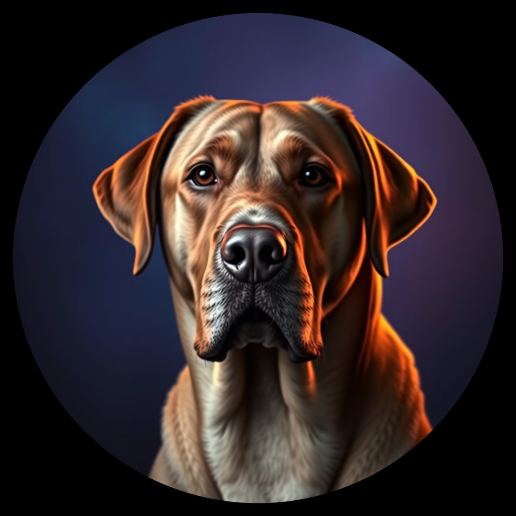 Cosmic medallion portrait of 817_380G_1385, a Labrador Retriever