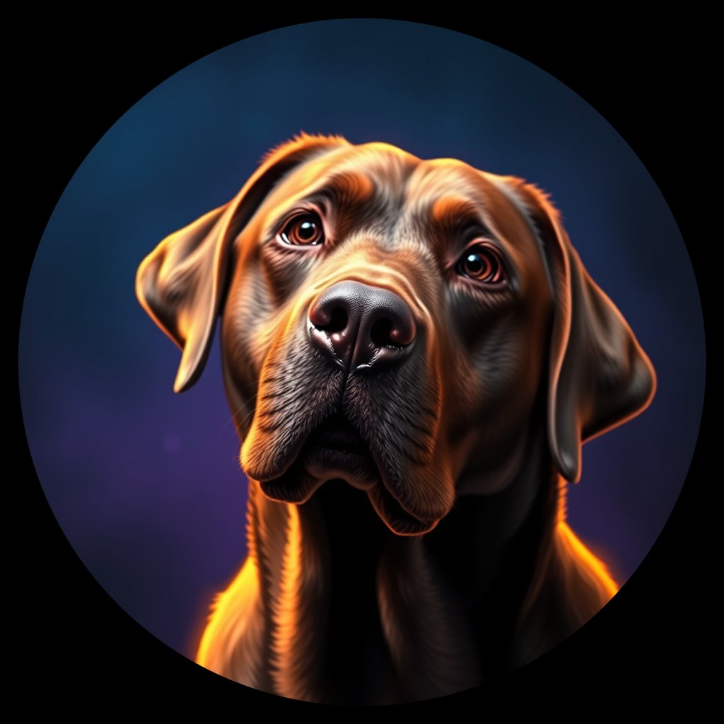 Cosmic medallion portrait of 818_380G_1407, a Labrador Retriever
