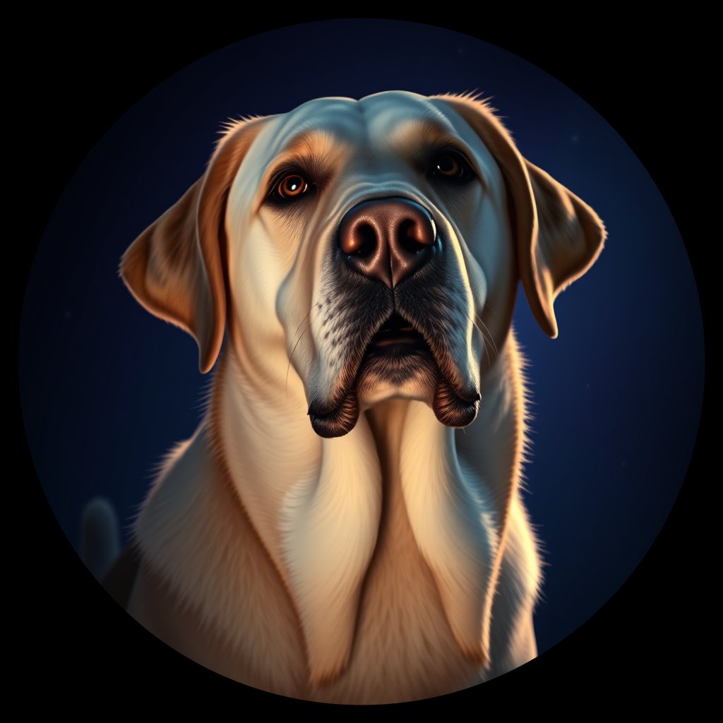 Cosmic medallion portrait of 819_380G_1446, a Labrador Retriever