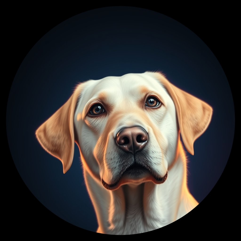 Cosmic medallion portrait of 821_380G_1475, a Labrador Retriever