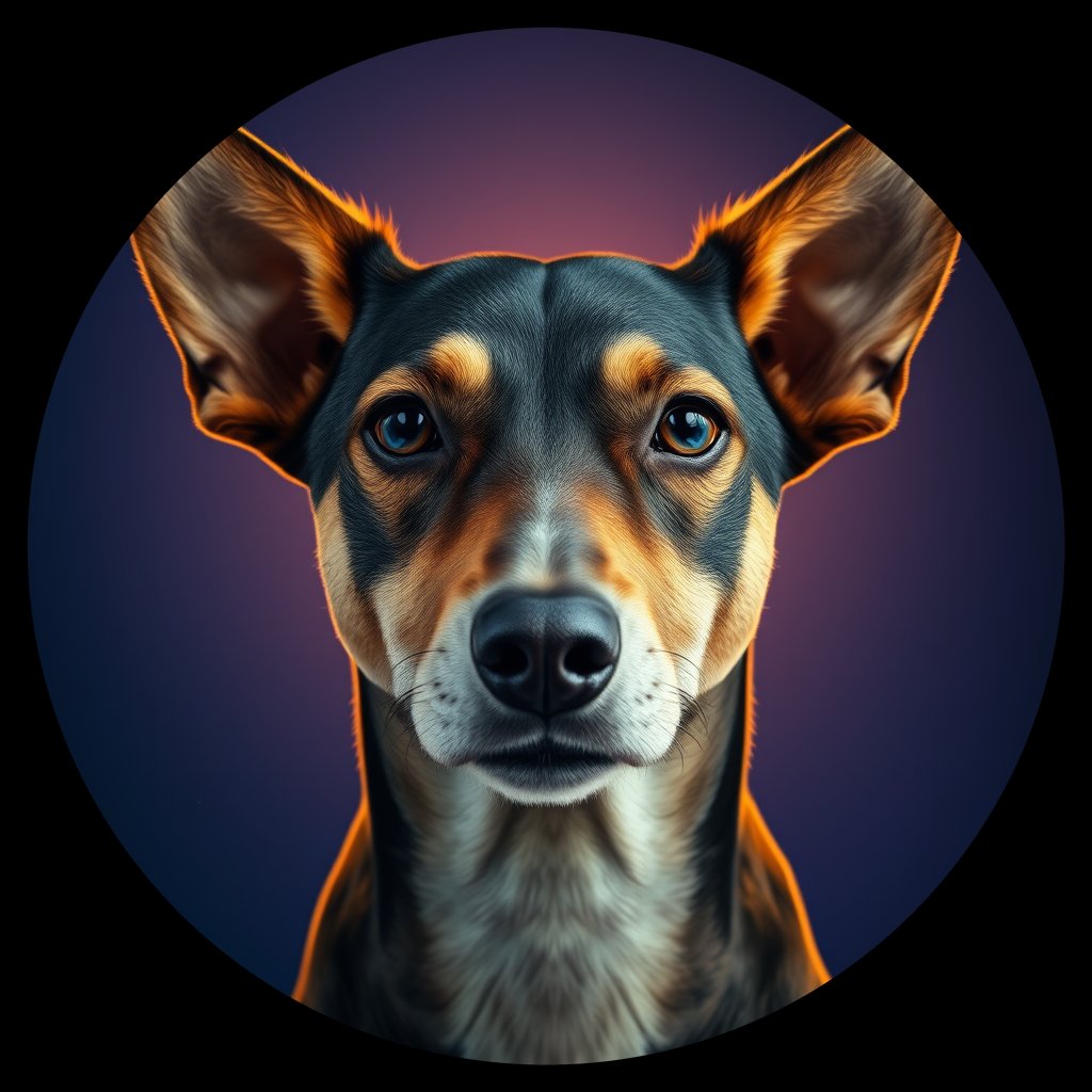 Cosmic medallion portrait of 8232_8232, a Village Dog Belize