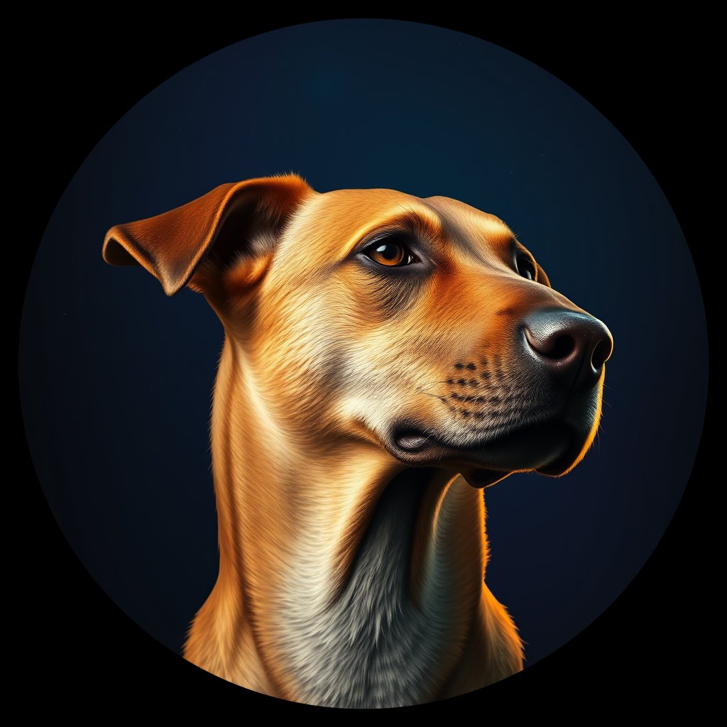 Cosmic medallion portrait of 8235_8235, a Village Dog Belize