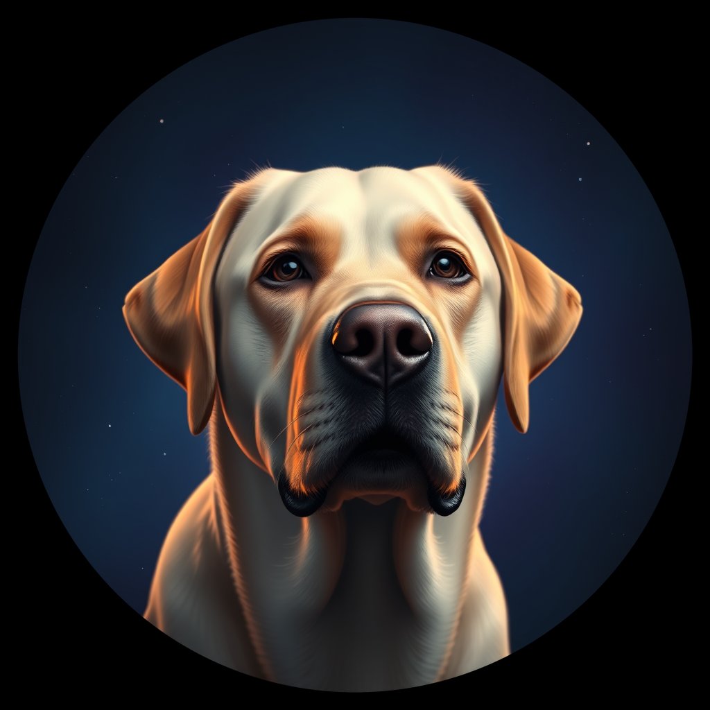 Cosmic medallion portrait of 824_380G_1508, a Labrador Retriever