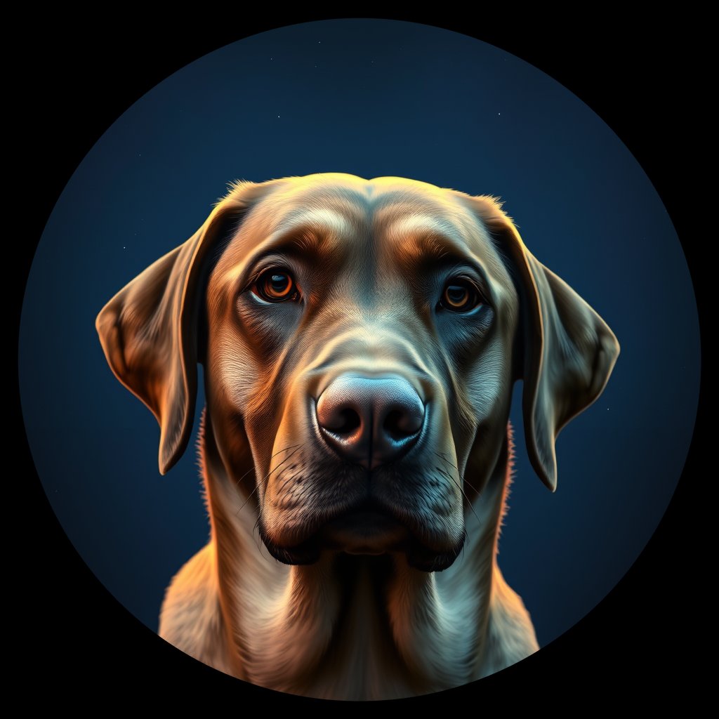 Cosmic medallion portrait of 825_380G_1519, a Labrador Retriever