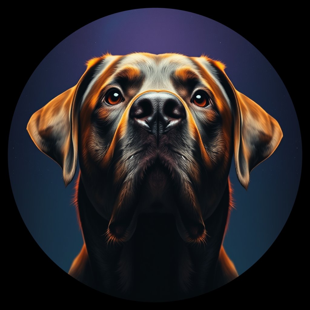 Cosmic medallion portrait of 826_380G_1528, a Labrador Retriever