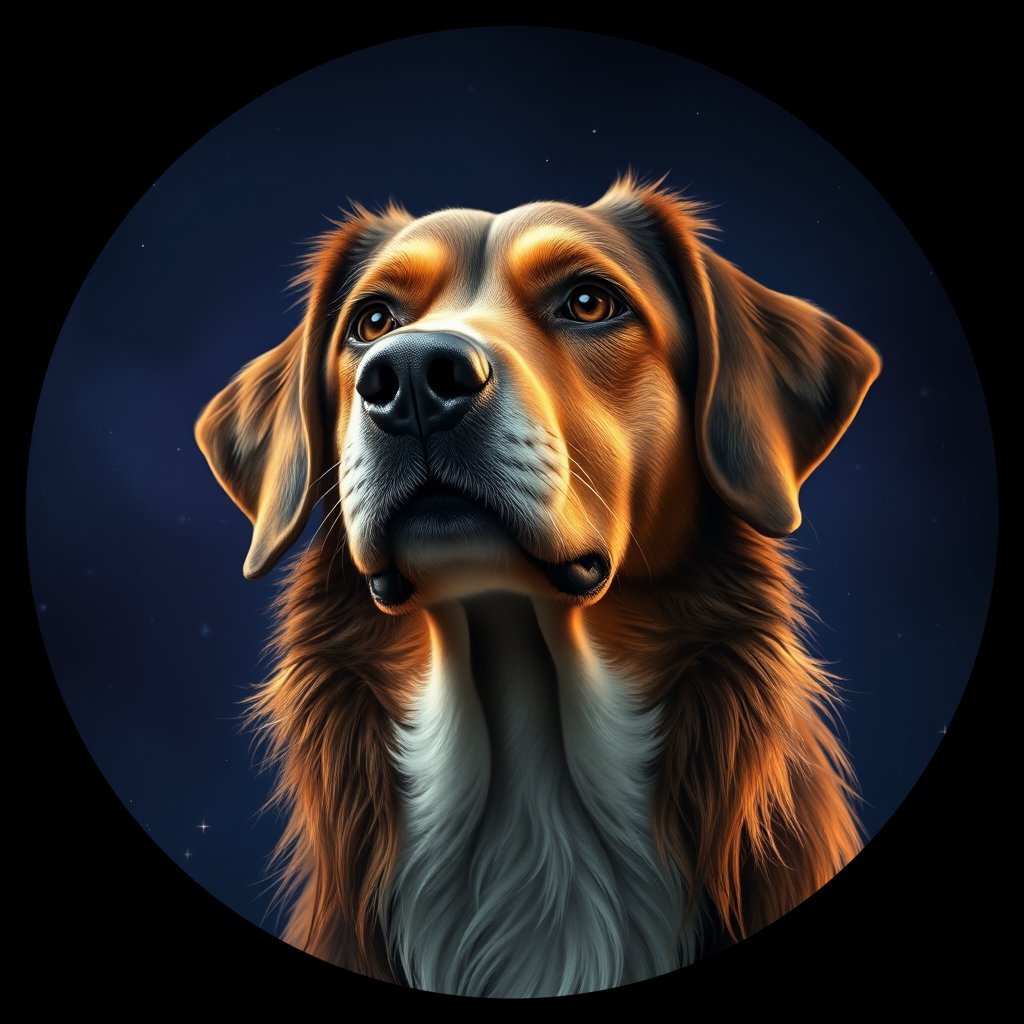 Cosmic medallion portrait of 8277_8277, a Village Dog Us Alaska