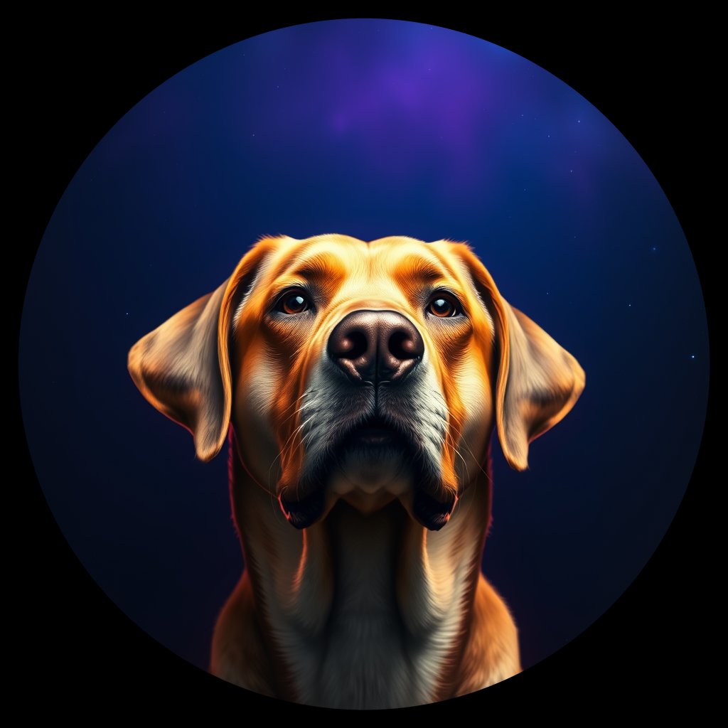 Cosmic medallion portrait of 827_380G_1540, a Labrador Retriever