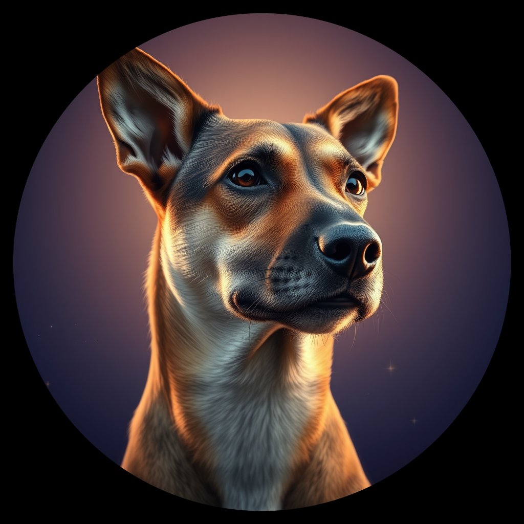 Cosmic medallion portrait of 8317_8317, a Village Dog Afghanistan