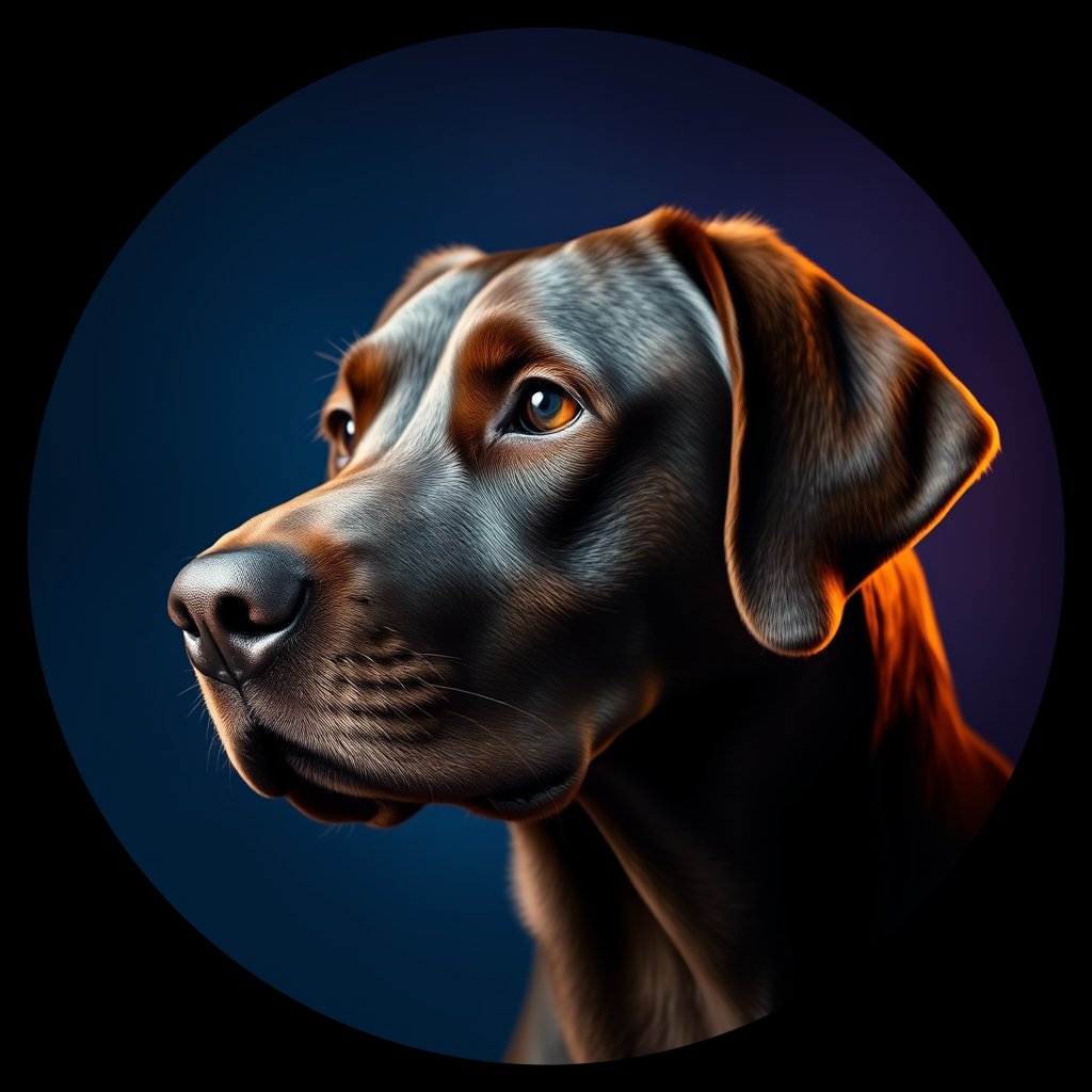 Cosmic medallion portrait of 831_380G_1448, a Labrador Retriever