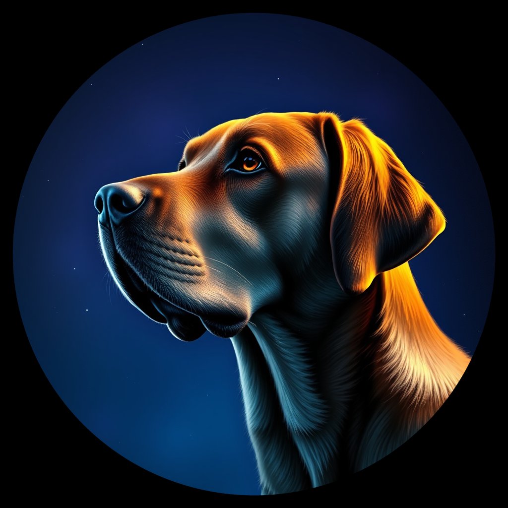 Cosmic medallion portrait of 839_380G_1541, a Labrador Retriever