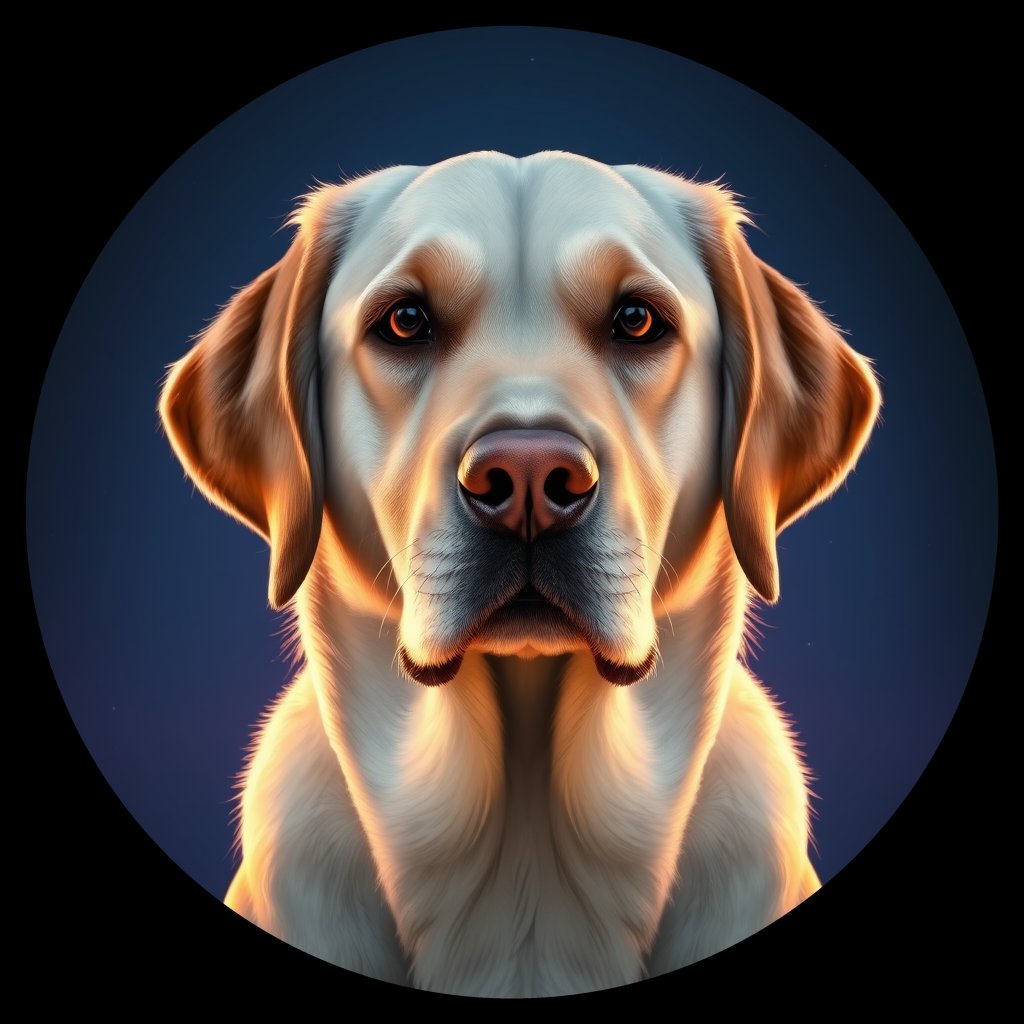 Cosmic medallion portrait of 839_839, a Labrador Retriever