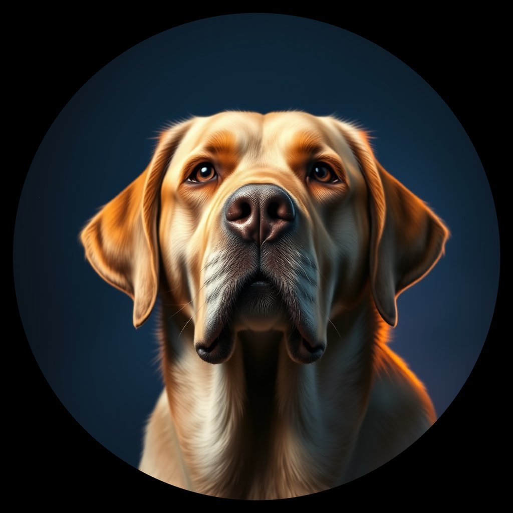 Cosmic medallion portrait of 83_83, a Labrador Retriever