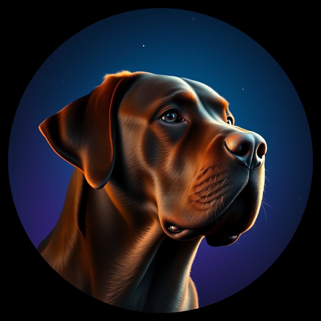 Cosmic medallion portrait of 840_380G_1551, a Labrador Retriever