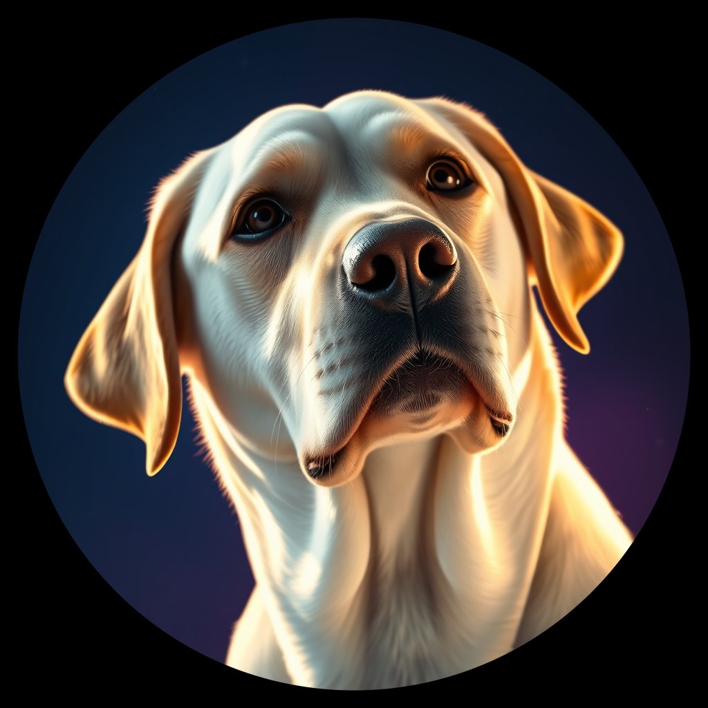 Cosmic medallion portrait of 844_380G_1460, a Labrador Retriever
