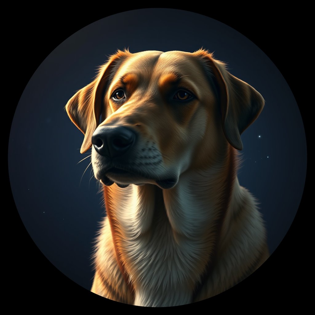 Cosmic medallion portrait of 8451_8451, a Village Dog Afghanistan