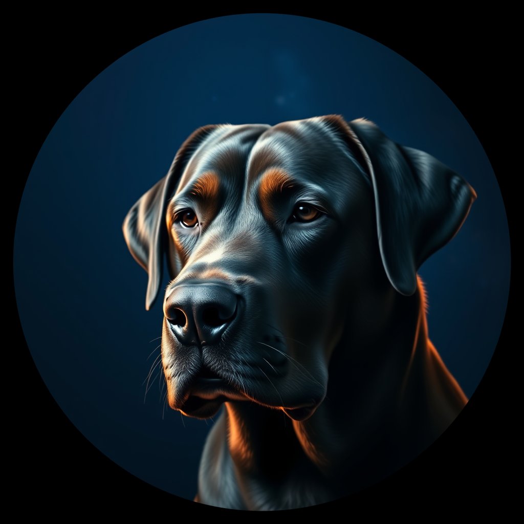 Cosmic medallion portrait of 847_380G_1501, a Labrador Retriever