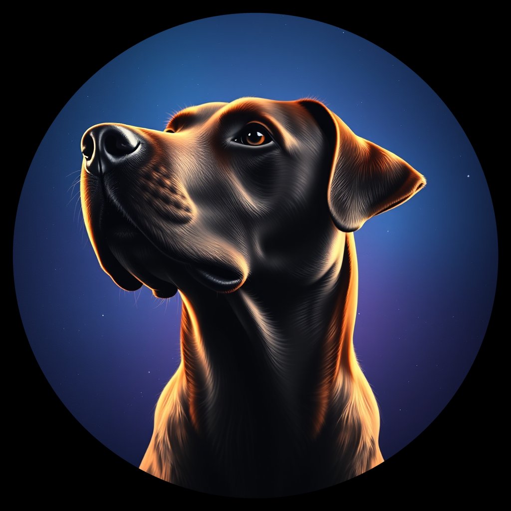 Cosmic medallion portrait of 850_380G_1531, a Labrador Retriever